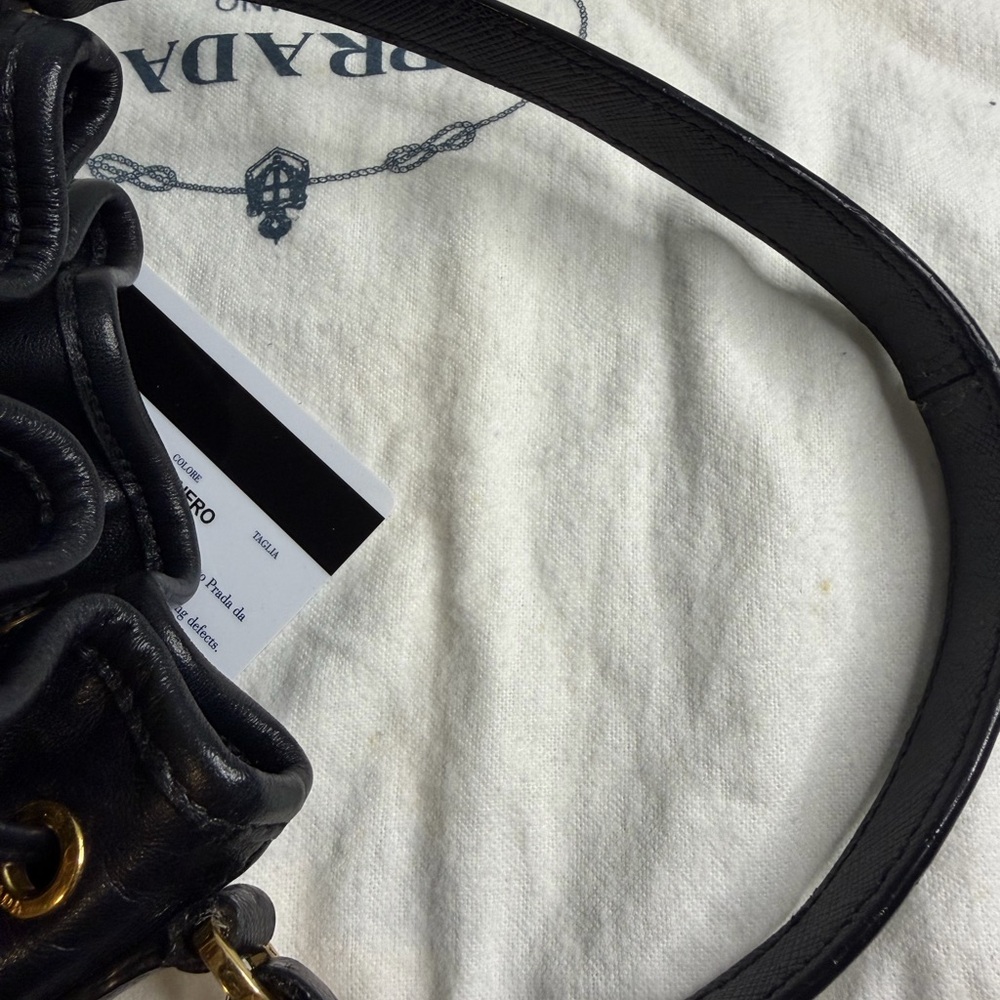Prada Black Leather Drawstring Backpack - image 7
